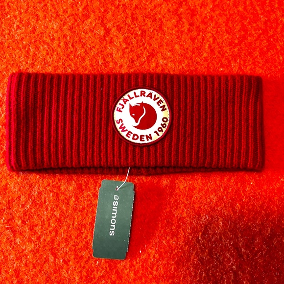 Fjallraven unisex red 100% wool logo headband NWT - Picture 2 of 9